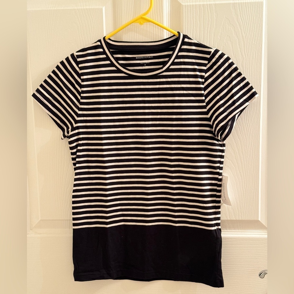Banana Republic Black and White Striped Tee Shirt